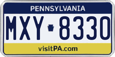 PA license plate MXY8330