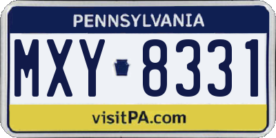 PA license plate MXY8331