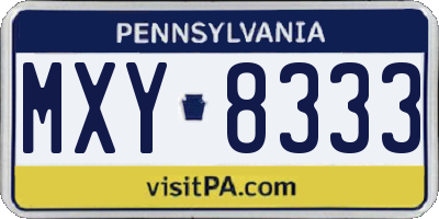PA license plate MXY8333