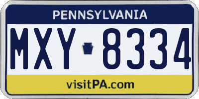 PA license plate MXY8334
