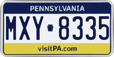 PA license plate MXY8335