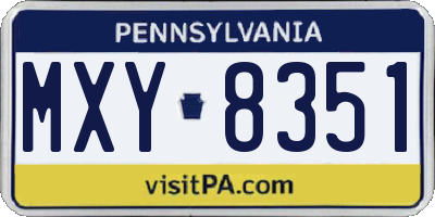 PA license plate MXY8351
