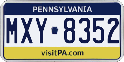 PA license plate MXY8352