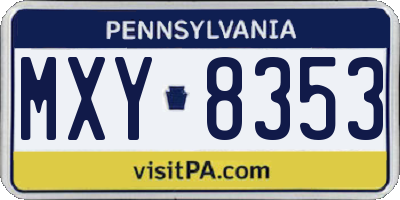 PA license plate MXY8353
