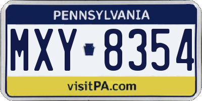 PA license plate MXY8354