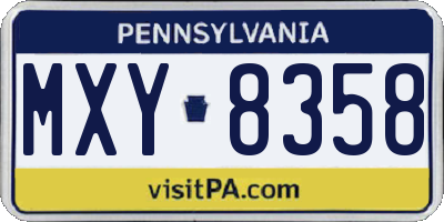 PA license plate MXY8358