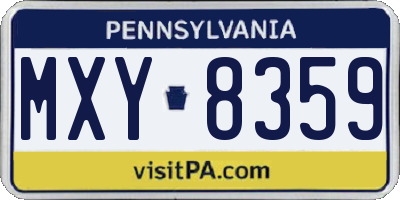 PA license plate MXY8359