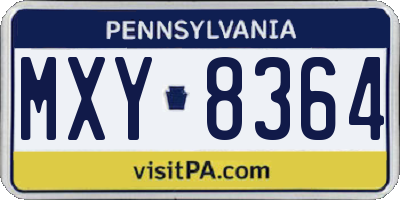 PA license plate MXY8364