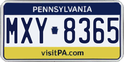 PA license plate MXY8365