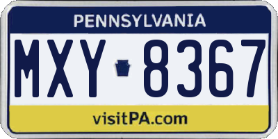 PA license plate MXY8367