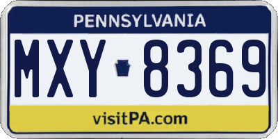 PA license plate MXY8369