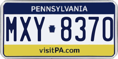 PA license plate MXY8370