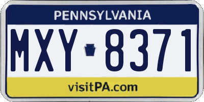 PA license plate MXY8371