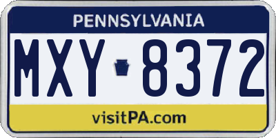 PA license plate MXY8372