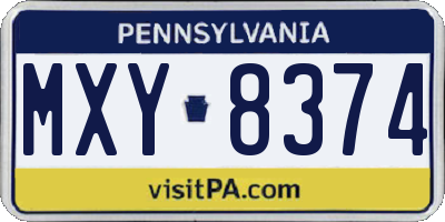 PA license plate MXY8374