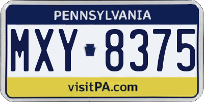 PA license plate MXY8375