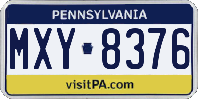 PA license plate MXY8376