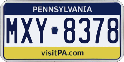 PA license plate MXY8378