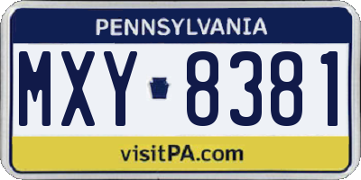 PA license plate MXY8381