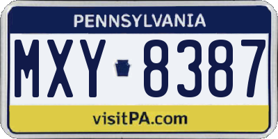 PA license plate MXY8387