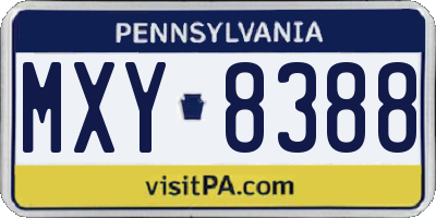 PA license plate MXY8388