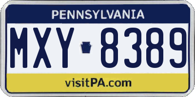 PA license plate MXY8389