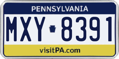 PA license plate MXY8391