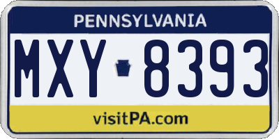 PA license plate MXY8393