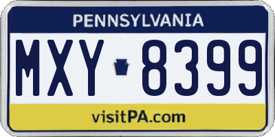 PA license plate MXY8399