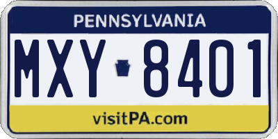 PA license plate MXY8401