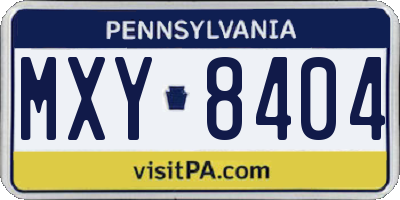 PA license plate MXY8404
