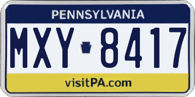 PA license plate MXY8417
