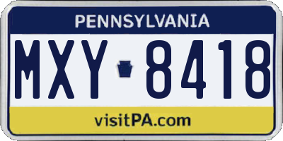 PA license plate MXY8418