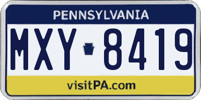 PA license plate MXY8419