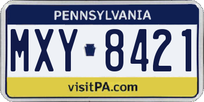 PA license plate MXY8421