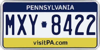 PA license plate MXY8422