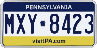 PA license plate MXY8423
