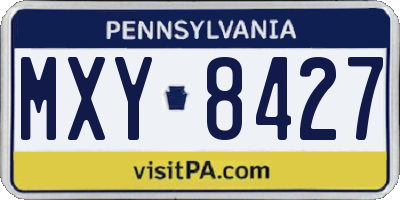 PA license plate MXY8427
