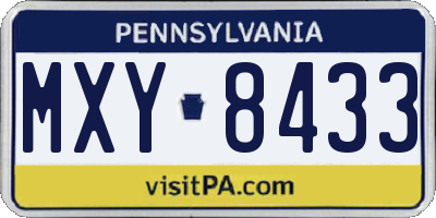 PA license plate MXY8433