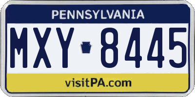PA license plate MXY8445