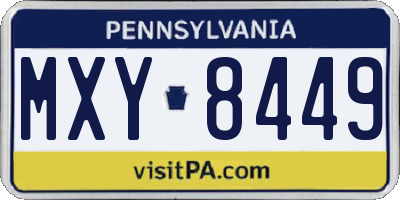 PA license plate MXY8449