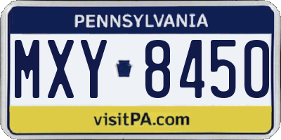 PA license plate MXY8450
