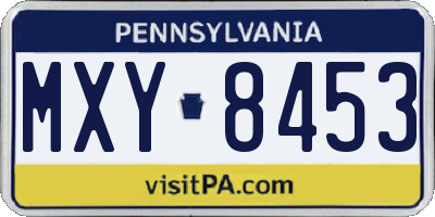 PA license plate MXY8453