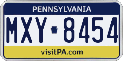 PA license plate MXY8454