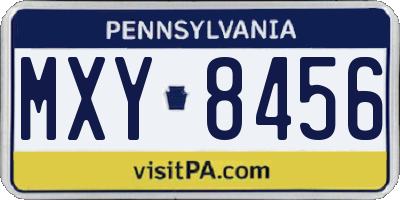 PA license plate MXY8456