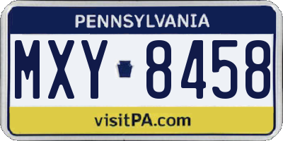 PA license plate MXY8458