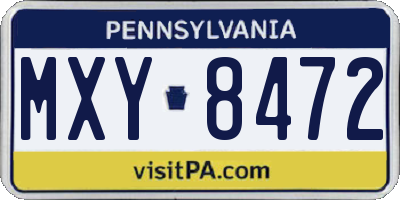 PA license plate MXY8472