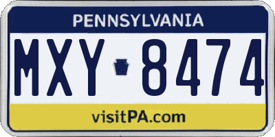 PA license plate MXY8474