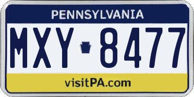 PA license plate MXY8477
