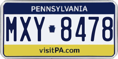 PA license plate MXY8478